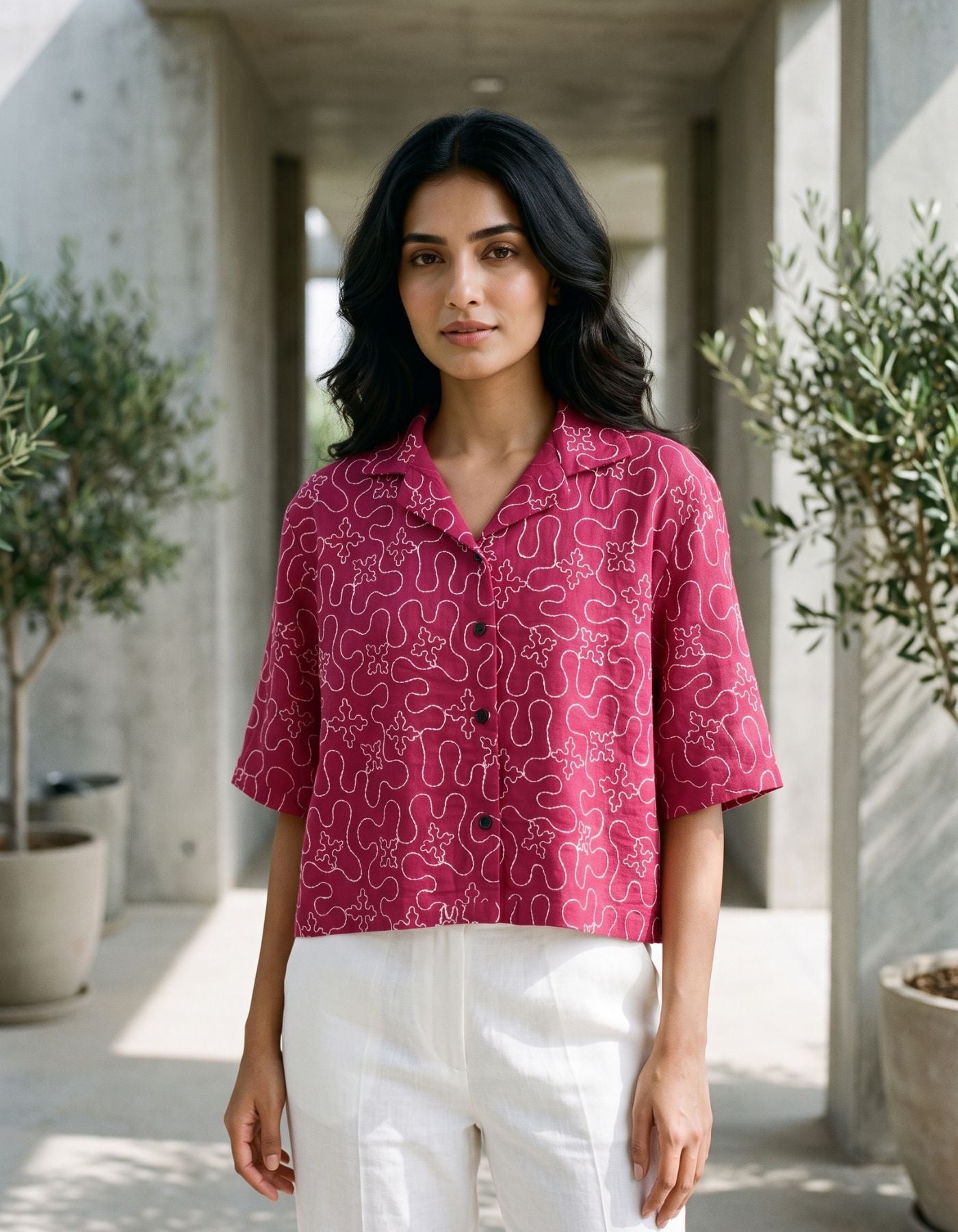 Cherry Flux Cropped Shirt