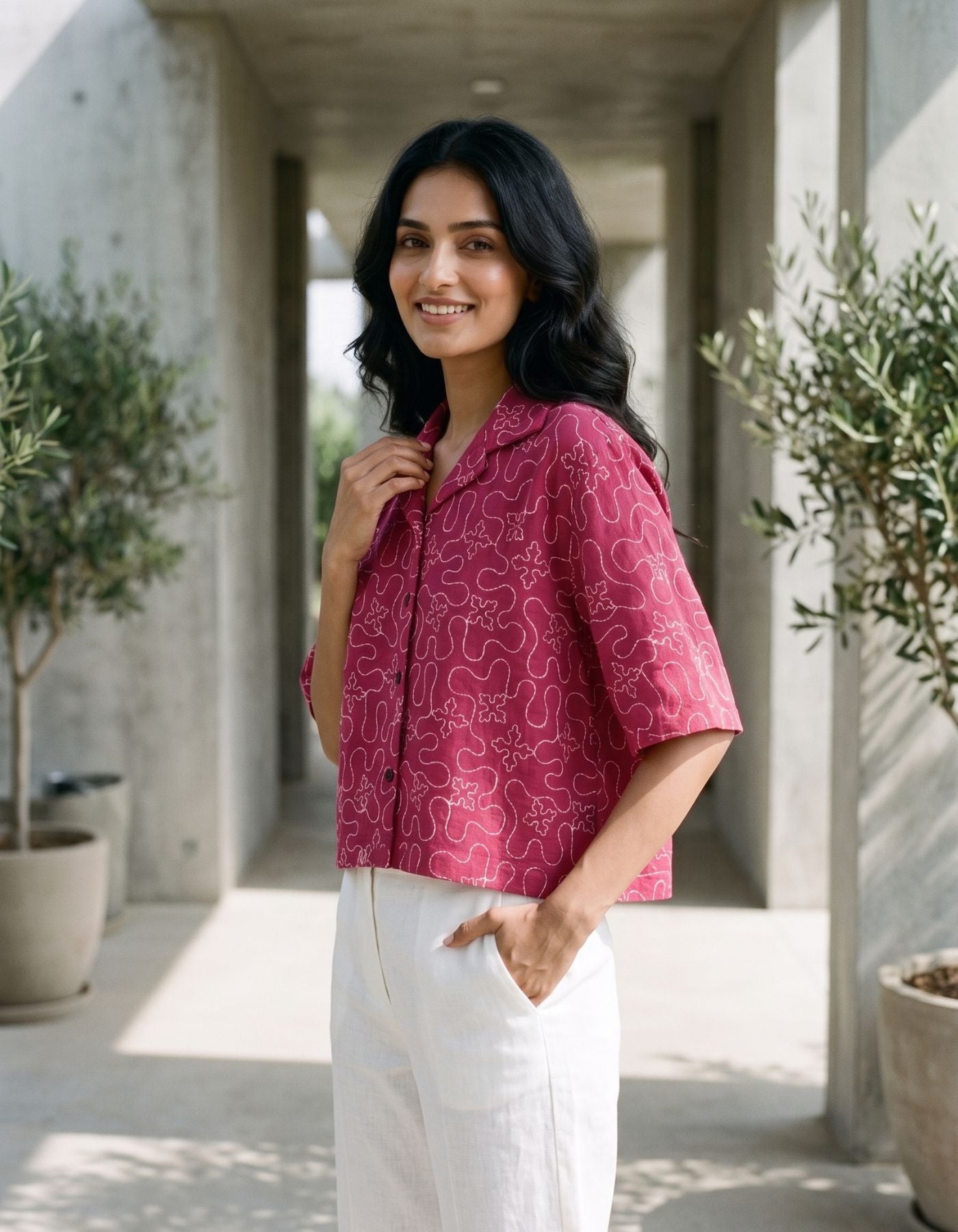 Cherry Flux Cropped Shirt